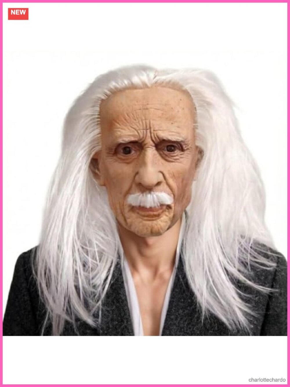 Realistic Old Man Latex Mask White Hair Mustache Halloween Cosplay Costume